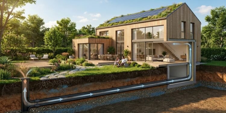 Geotermia residencial com tubos enterrados no quintal