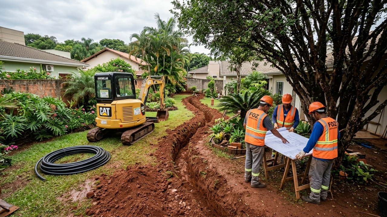 Geotermia residencial com tubos enterrados no quintal