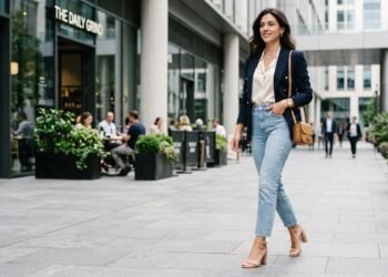 O salto que faz o jeans de lavagem clara parecer mais elegante do que tênis ou sapato neutro