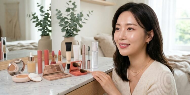Maquiagem soft glam coreana com produtos nacionais acessíveis e acabamento luminoso