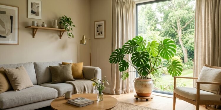 Tintas foscas, cortinas de linho e plantas de folhagens grandes se juntam para formar um ambiente mais sereno o que muda no nível de estresse e na qualidade do descanso diário