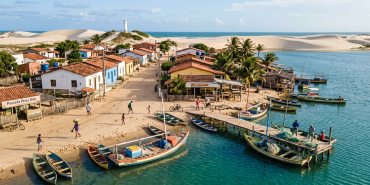 Galinhos ocupa uma península de areia entre o Oceano Atlântico e o Rio Aratuá. / Imagem ilustrativa