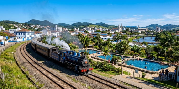 A “Cidade Azul” se destaca por suas águas termais, sua herança indígena e a primeira ferrovia de Santa Catarina