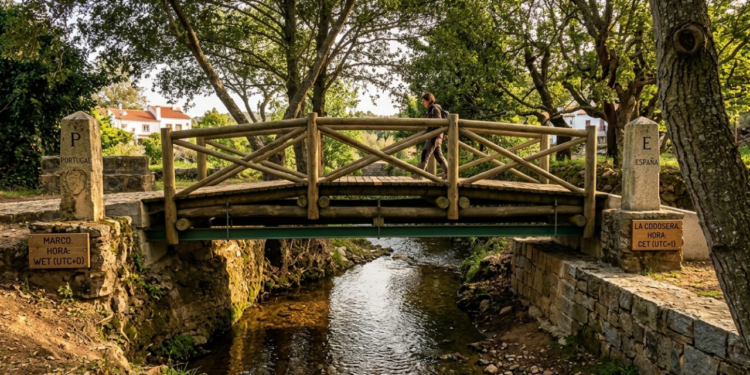 Onde fica a ponte mais curta do mundo que liga 2 países e 2 horários diferentes com apenas alguns passos e 3 metros de madeira