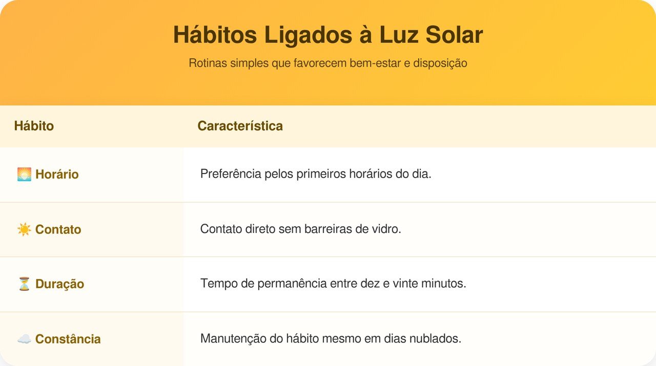 Tomar sol pela manhã ajuda muito no sono e no humor, mas o benefício real só aparece quando a exposição acontece com regularidade nos primeiros horários do dia