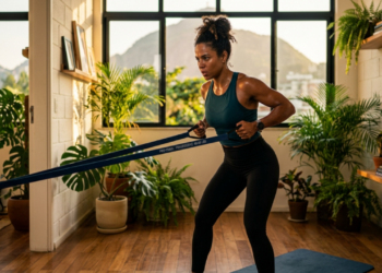 Os benefícios do treino com elástico para fazer em casa e ganhar força, definição e mais resistência no corpo todo