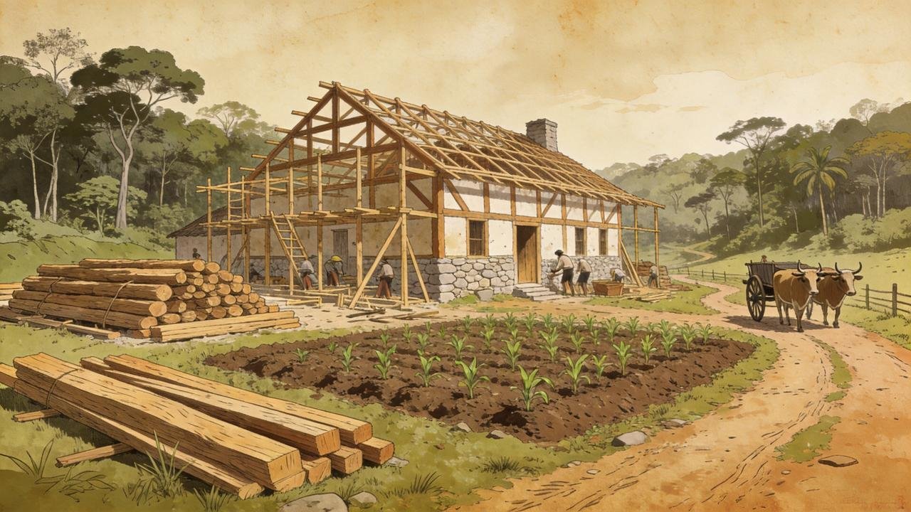 Abrir roças e construir moradias definiu o cotidiano das primeiras colônias.