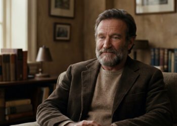 Robin Williams como Sean Maguire em cena emocional do filme Gênio Indomável
