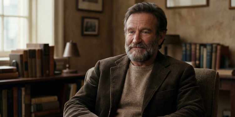 Robin Williams como Sean Maguire em cena emocional do filme Gênio Indomável