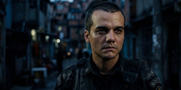 Wagner Moura como Capitão Nascimento em cena introspectiva do filme Tropa de Elite
