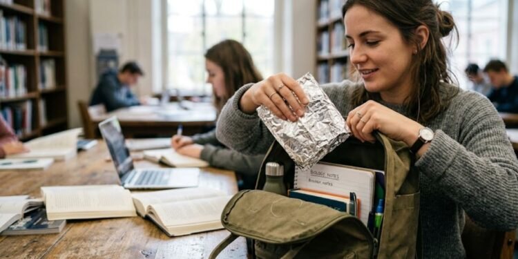 papel alumínio na mochila
