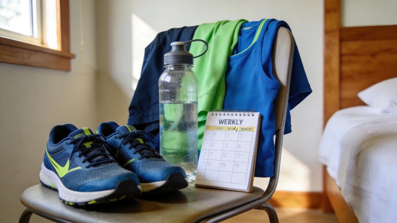 Preparar roupa, tênis e garrafa facilita manter a atividade física cedo.