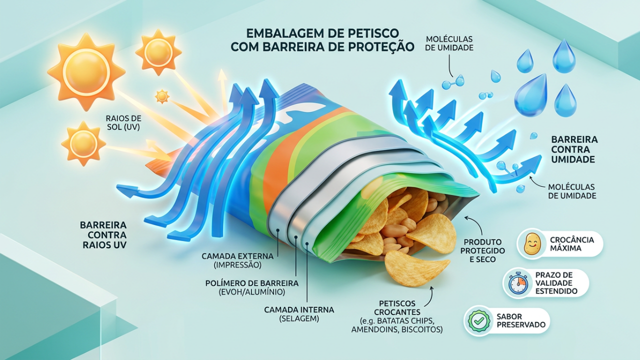 plástico metalizado nos alimentos