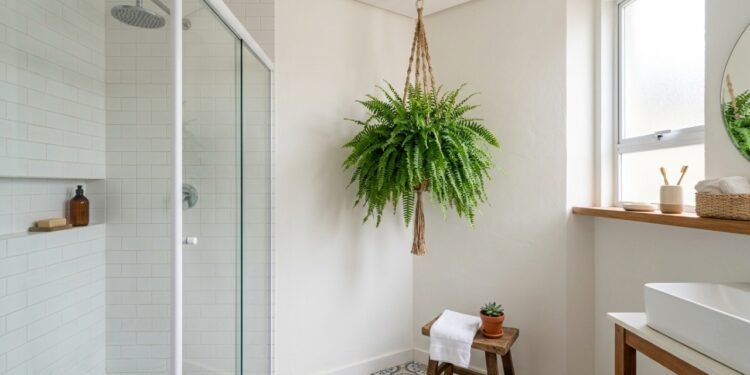 Paisagistas revelam a planta exata que você deve pendurar no canto do banheiro para sugar a umidade do chuveiro e impedir mofo na pintura
