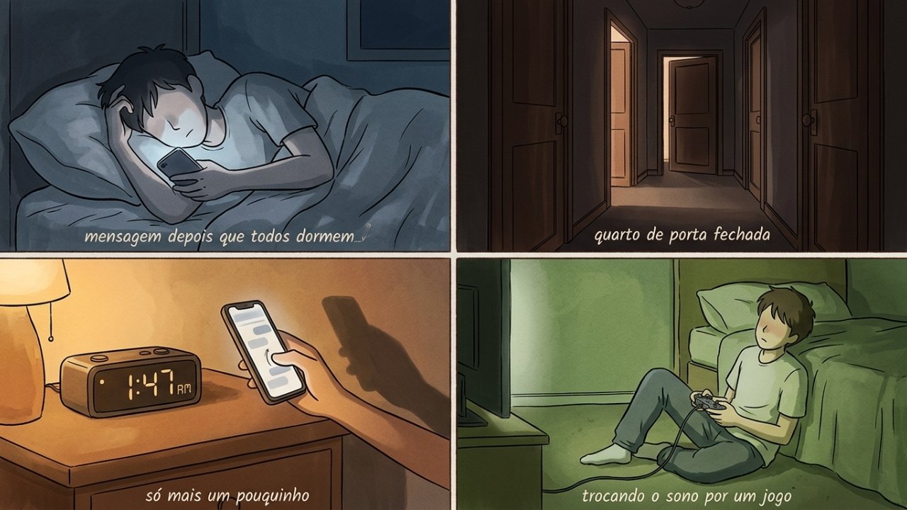 A psicologia aponta que o sono de adolescentes nascidos entre 2005 e 2015 não atrasa apenas por vício em tela: muitos usam a noite como o único espaço mental sem cobrança