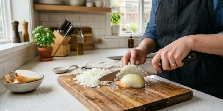 O método correto para cortar cebola sem chorar e cozinhar com mais conforto no dia a dia