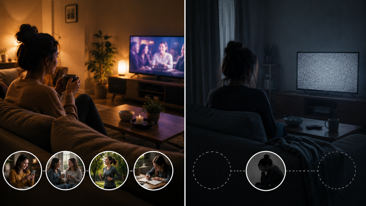 A psicologia afirma que as pessoas que mantêm a TV ligada em uma casa vazia não estão evitando o silêncio sem motivo. O som de outras vozes preenche um espaço que antes era cheio delas, e o ruído tem menos a ver com distração do que com companhia.