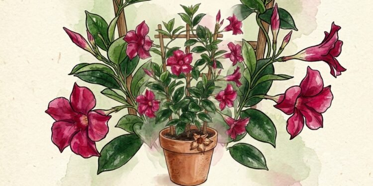 Quando as flores secam, um ajuste simples ajuda a dipladênia florir de novo