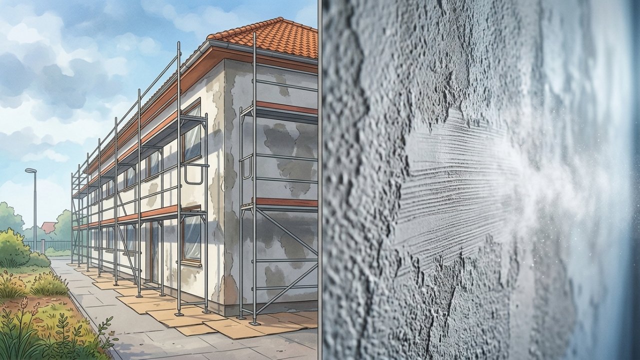 Pintura de fachada de sobrado com tinta acrílica