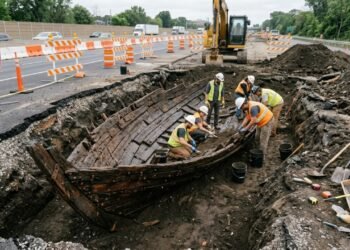 Arqueólogos descobrem embarcação de 3500 anos sob o asfalto durante obras em rodovia