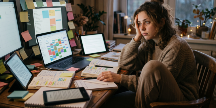 Estudos da psicologia concluíram que a pessoa que organiza tudo em múltiplos aplicativos de produtividade e bloqueia o dia em intervalos mínimos não está sendo mais eficiente, muitas estão tentando compensar o medo antigo de deixar algo passar