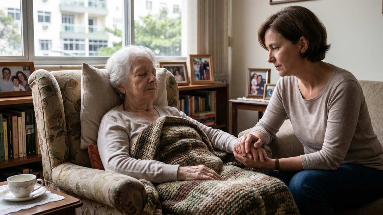 A psicologia diz que a parte mais difícil de ver sua mãe ficar mais dependente não é a mudança na rotina, é perceber que ela já não consegue esconder o cansaço