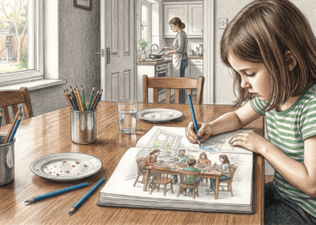 Estudos mostram que crianças que desenham cenas do dia a dia desenvolvem melhor atenção aos detalhes, não por talento artístico, mas porque treinam observação, foco visual e organização mental