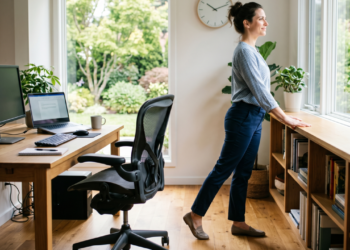 Entre mulheres que passam horas sentadas trabalhando, um detalhe costuma fazer mais diferença do que parece: levantar por 5 minutos a cada hora e somar pequenos deslocamentos ao longo do dia pode aliviar a sensação de pernas pesadas e reduzir o cansaço no fim da tarde