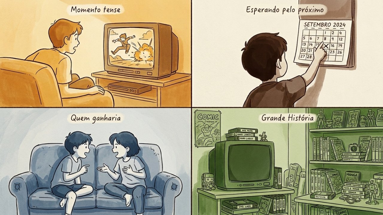 "To be continued" é o que significa, uma frase no final dos desenhos japoneses que muita gente vê desde a infância