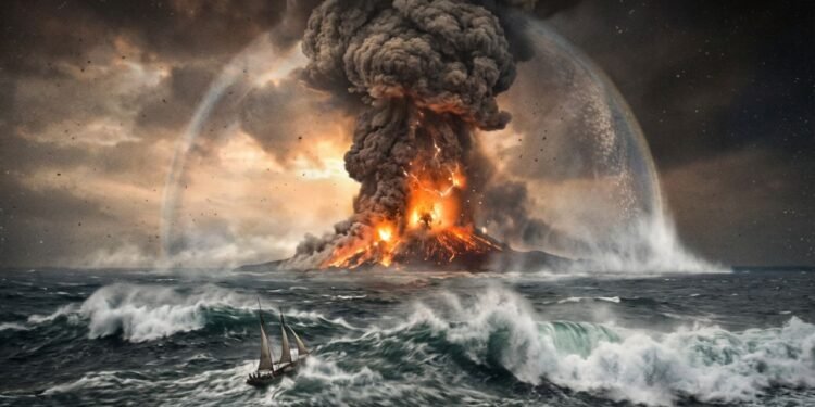 Nos arredores do Krakatoa, relatos históricos mencionam tímpanos rompidos, janelas estilhaçadas e estruturas danificadas a dezenas de quilômetros da ilha