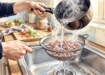 Enxaguar carne picada cozida: o quanto reduz a gordura e qual o impacto na nutrição