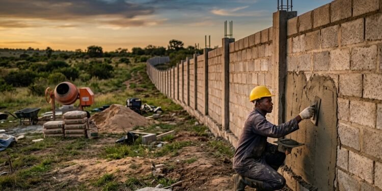 Quanto um pedreiro cobra para construir um muro de 20 metros em 2026?
