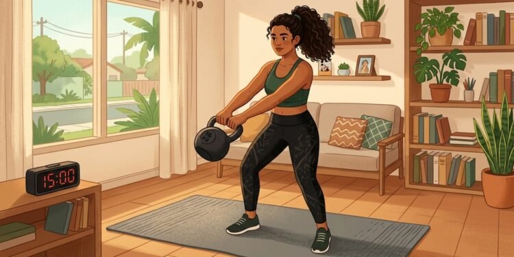 5 movimentos, 3 rodadas e 15 minutos: a fórmula com kettlebells que transforma os treinos em casa