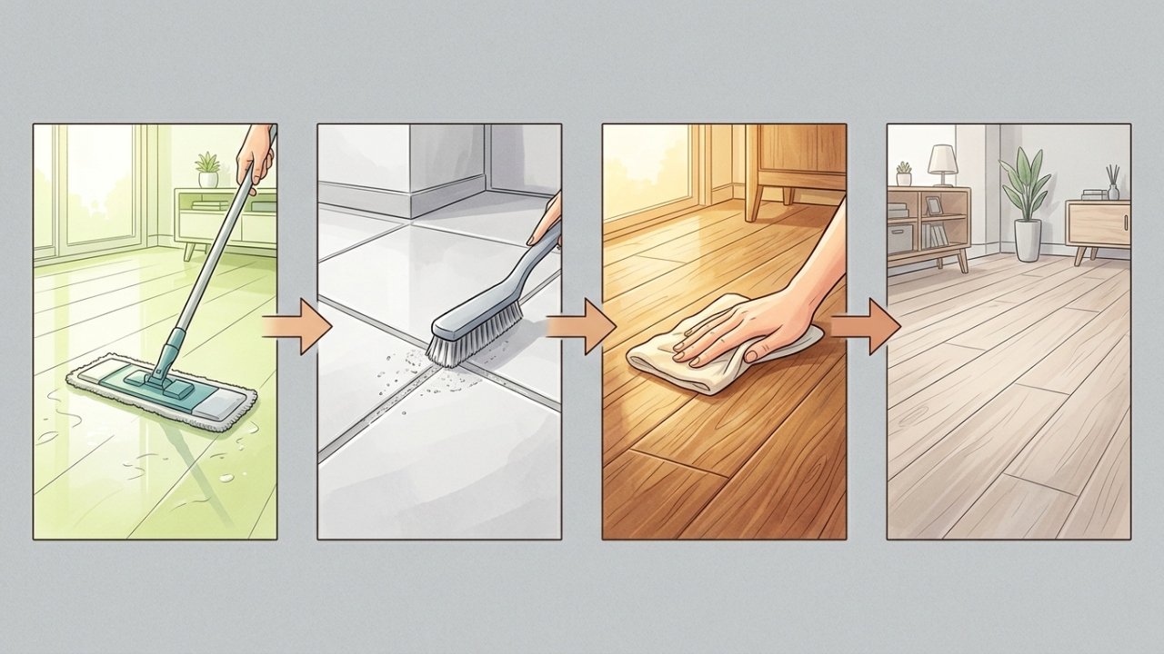 Qual é o piso mais fácil de limpar: porcelana, madeira ou vinil?