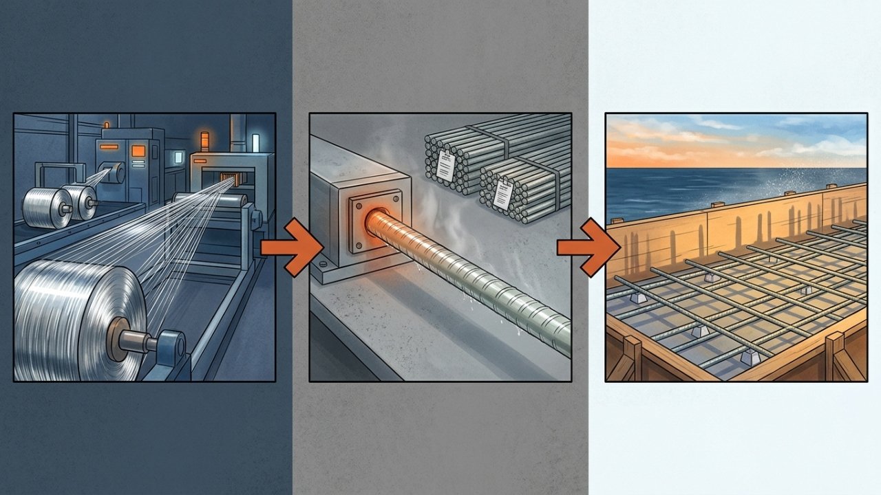 Vergalhão GFRP nas novas construções