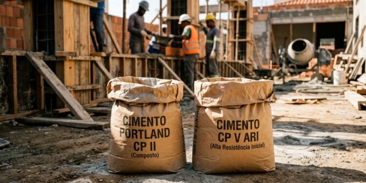 Qual a diferença entre cimento CP II e CP V e por que a obra muda de prazo dependendo da escolha