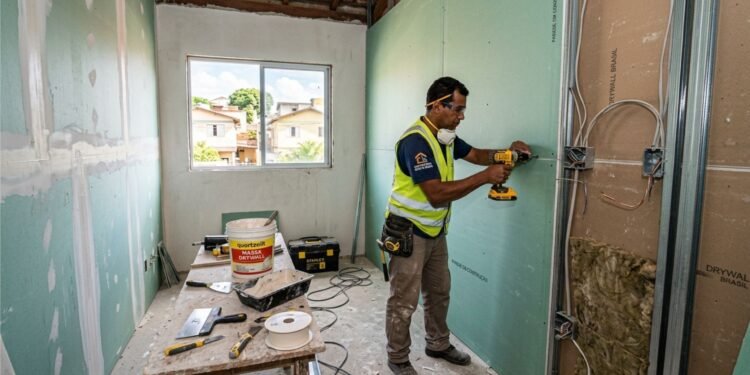 Quanto um profissional cobra para instalar drywall em um quarto em 2026? Veja preços atualizados, variações por região e fatores que influenciam o custo da instalação