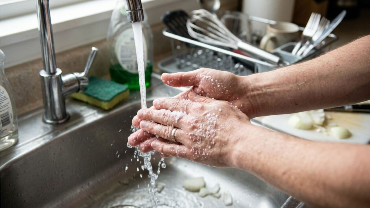 Como tirar o cheiro forte de cebola das mãos de forma rápida e eficaz usando truques simples da cozinha que eliminam o odor e deixam a pele com sensação de limpeza e frescor em poucos segundos