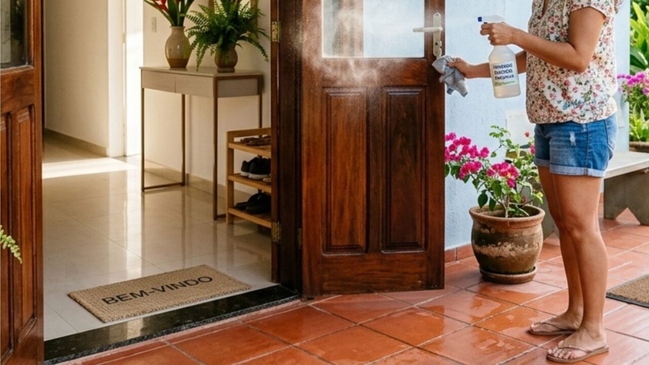Borrifar vinagre na entrada da casa: para que serve, por que muitas pessoas estão usando esse truque e como ele pode ajudar na limpeza, no controle de odores e na sensação de ambiente mais equilibrado no dia a dia