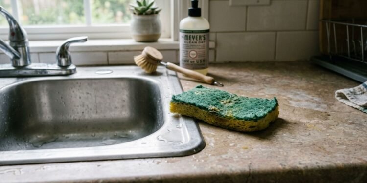 Quando trocar a esponja de cozinha, antes que ela se torne um foco de bactérias invisíveis, mesmo após lavagem com detergente