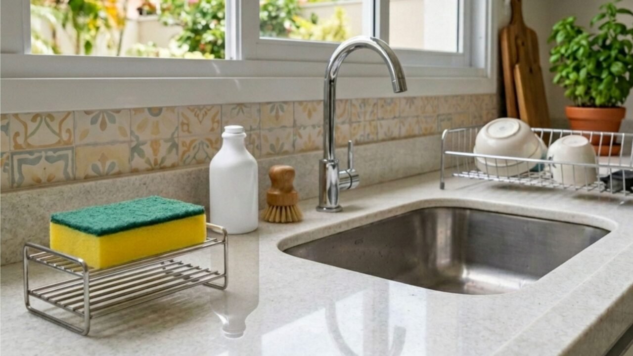 Quando trocar a esponja de cozinha, antes que ela se torne um foco de bactérias invisíveis, mesmo após lavagem com detergente