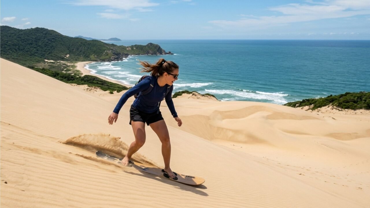 A praia do Sul do Brasil com dunas gigantes e sem construções fixas que impressiona por parecer um deserto à beira-mar