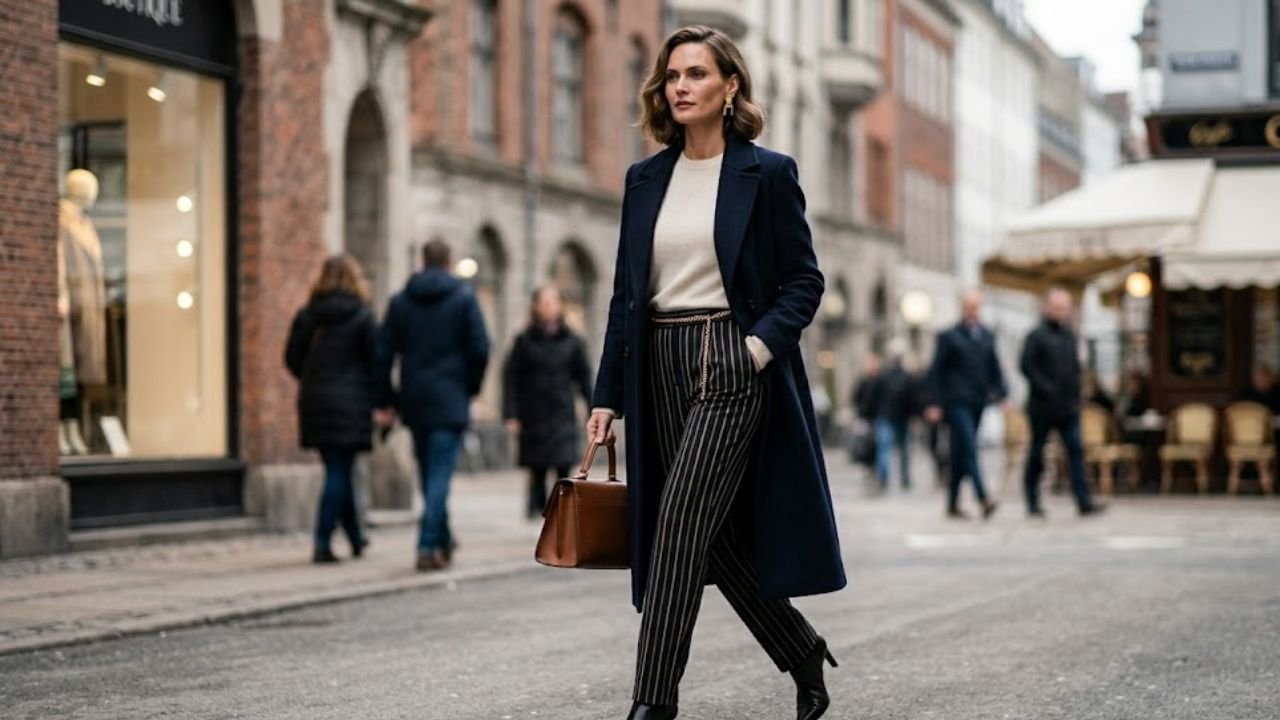calça listrada no inverno