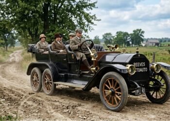 O estranho carro de oito rodas criado há mais de 100 anos que parecia uma invenção do futuro