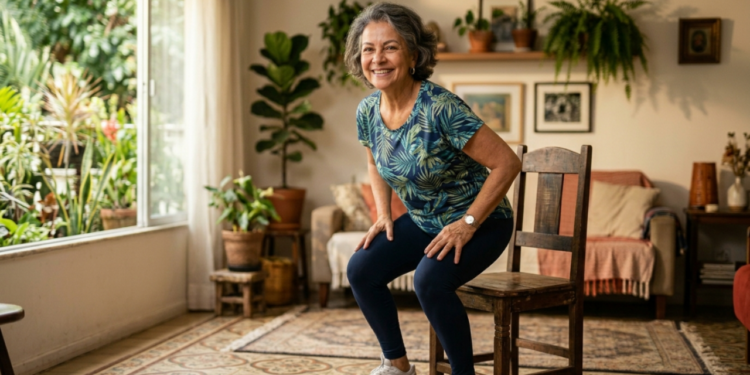 Especialistas em movimento revelam o exercício na cadeira que ajuda mulheres 60+ a melhorar o equilíbrio e subir escadas com mais confiança