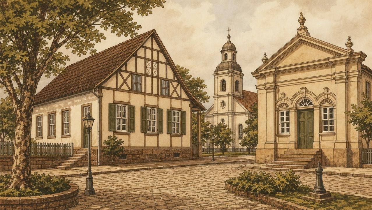 Arquitetura e memória urbana preservam as marcas da colonização alemã no Sul.