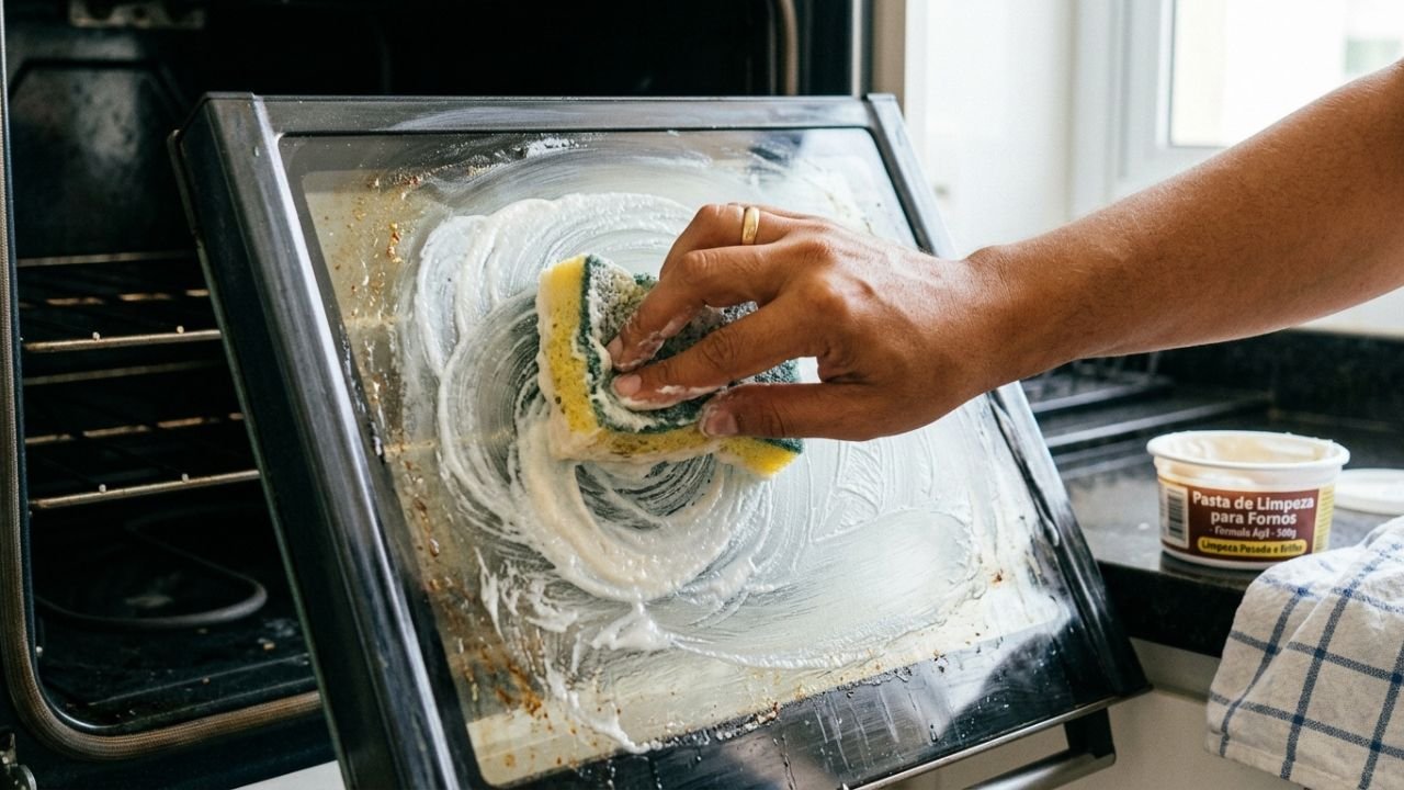 limpar vidro do forno