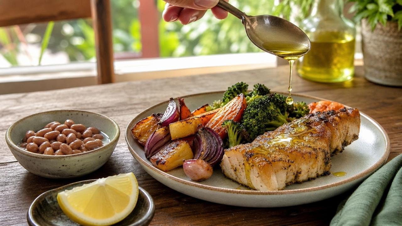Uso diário do azeite em comida de verdade reforça proteção metabólica.