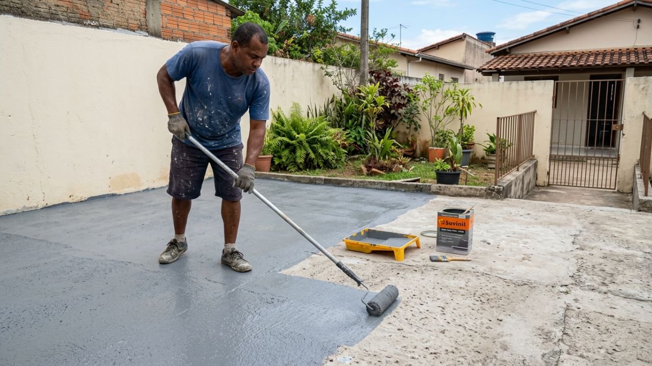 Como pintar piso de concreto sem obra e mudar o visual sua casa gastando pouco