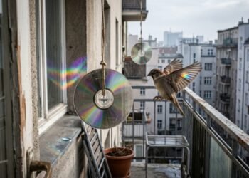 CDs na varanda podem afastar aves por reflexo e movimento